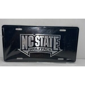 NC State Wolfpack Black And Silver  Mirrored License Plate NCAA